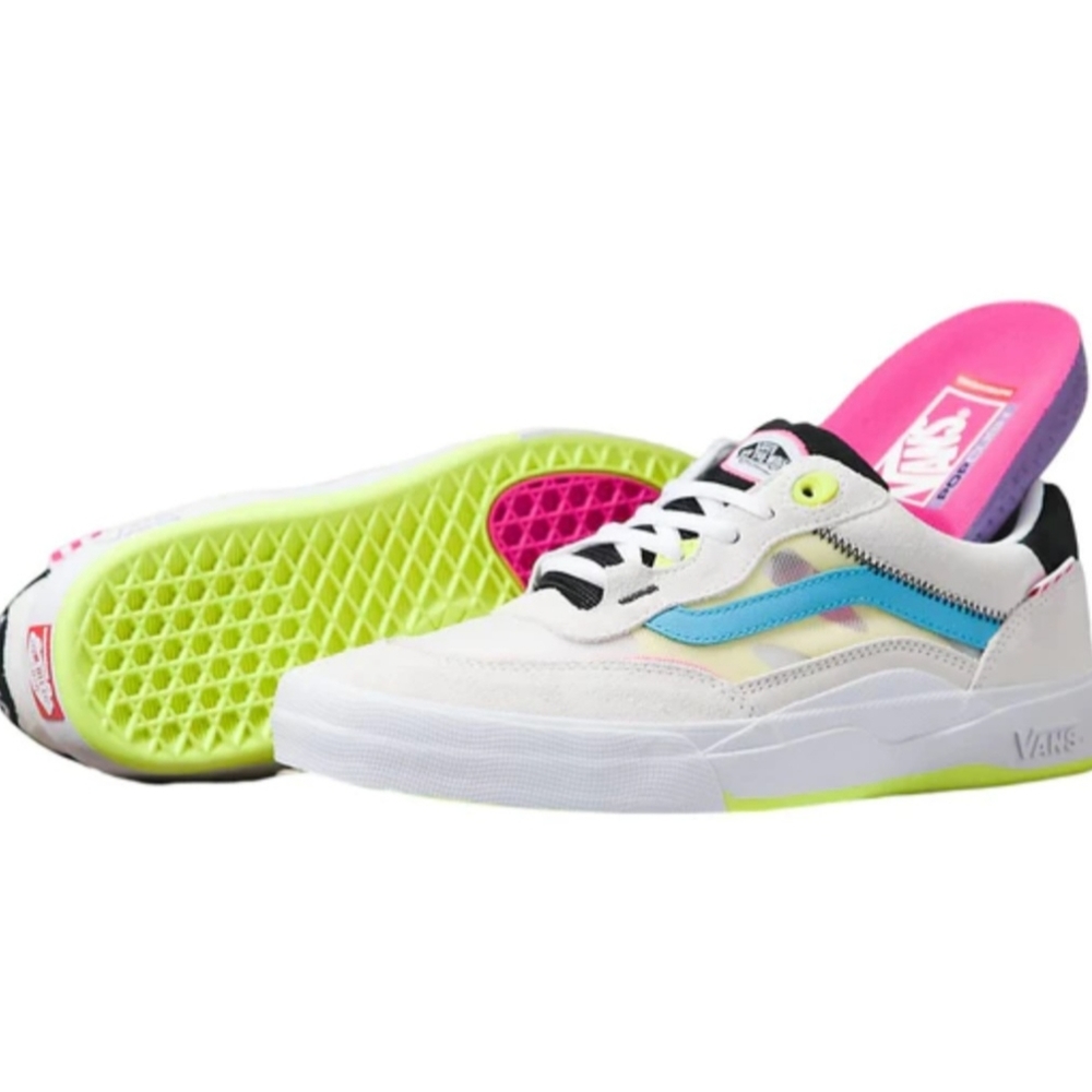 VANS -- Wayvee shoe, Sz 6.5/8, Neon white, blue, pink